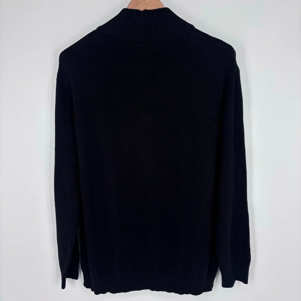 carbon2cobalt Henley Sweater Mens XXL Black Heavyweight Cotton Mock Neck NWOT
